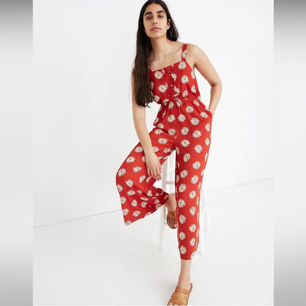 NWOT Madewell Button-Front Tank Jumpsuit in Daisy Daydream Sz 6
